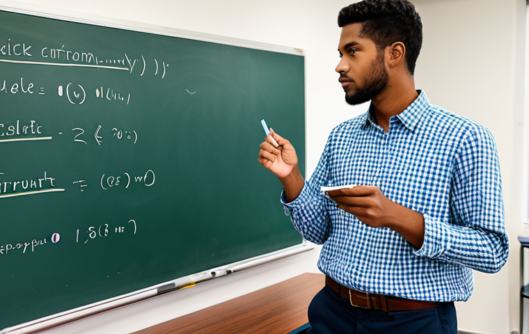 **
A friendly and professional coding instructor, fully clothed in a modest button-down shirt and slacks, standing in front of a whiteboard covered in code examples. The background is a bright, modern classroom with students attentively taking notes. Safe for work, appropriate content, professional, perfect anatomy, correct proportions, natural pose, well-formed hands, proper finger count, natural body proportions.
**