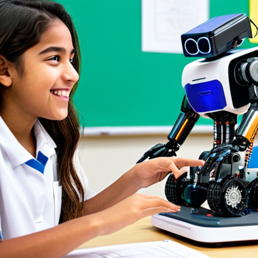 Aspiring Engineer**
A young Latina student in a fully clothed, modest and professional STEM camp uniform, excitedly working on a robotics project with a team of diverse classmates in a brightly lit, modern classroom. Perfect anatomy, correct proportions, well-formed hands, proper finger count, natural pose. Safe for work, appropriate content, professional, family-friendly. High resolution, detailed.
**