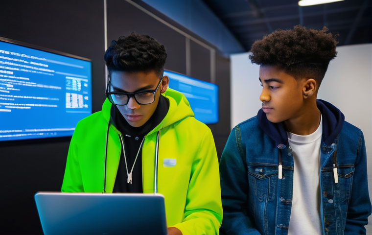 코딩교육지도사와 강의 자료의 시각화 방법 - **Animated Data Structures Visualization**
    A young, diverse student, wearing a comfortable and m...