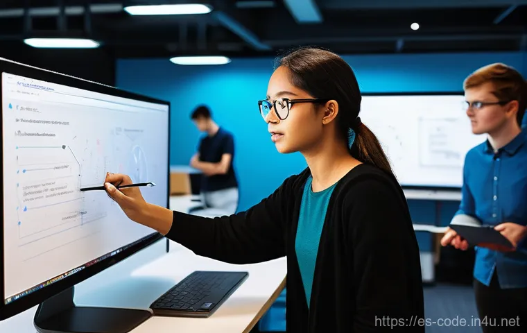 코딩교육지도사와 강의 후 학습 효과 분석 - **Prompt 1: Collaborative Project-Based Learning Session**
"A vibrant, wide-angle shot of a dive...