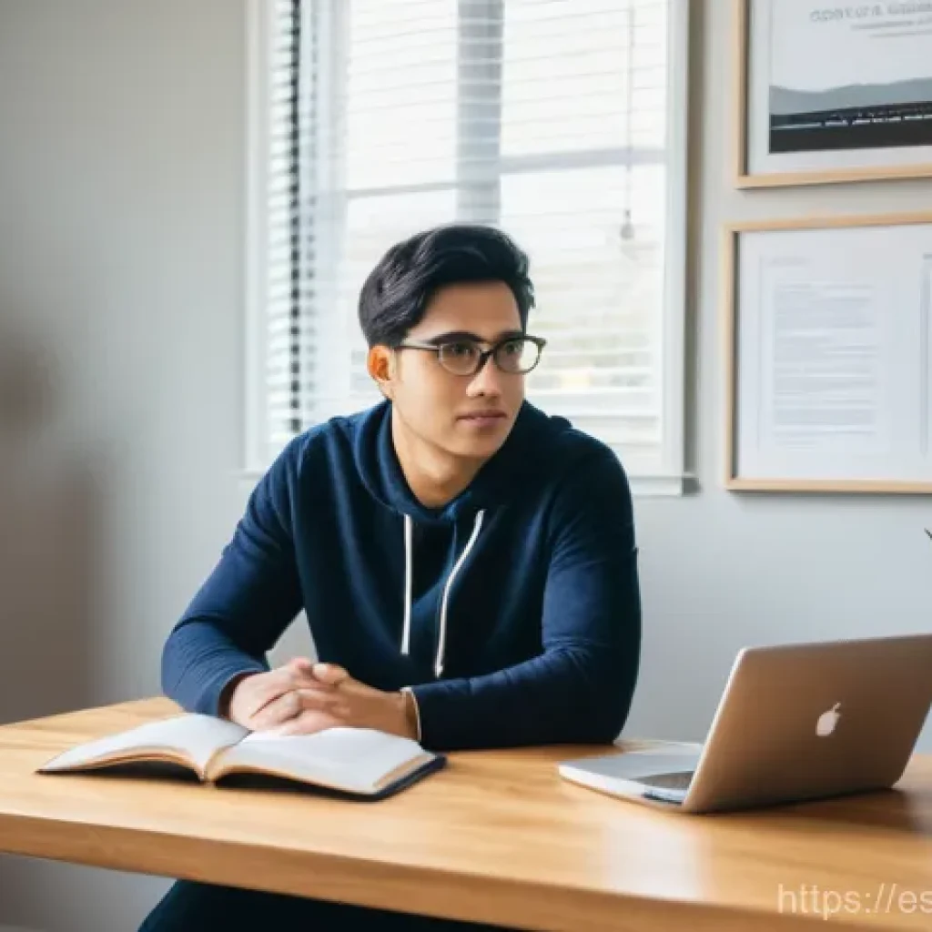 코딩교육지도사와 자격증 취득 후 경력 관리 - A determined and focused coding instructor, a person in their late 20s to early 40s, sits at a moder...