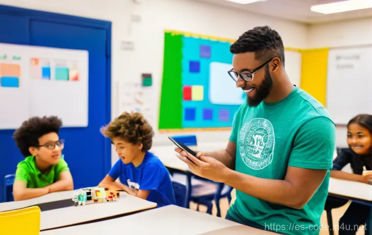 코딩교육지도사와 자격증 취득 후 경력 관리 - A determined and focused coding instructor, a person in their late 20s to early 40s, sits at a moder...