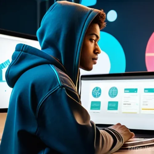 Home 17 코딩교육지도사와 실습 기반 교육 사례 - **Prompt:** A vibrant, dynamic illustration of a young, diverse software developer (wearing a clean,...