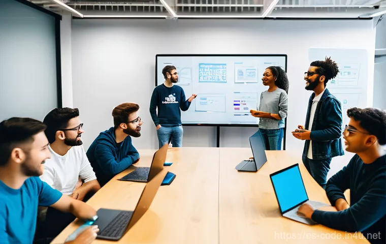 코딩교육지도사와 실습 기반 교육 사례 - **Prompt:** A warm and inspiring scene featuring a diverse, kind-faced mentor (dressed in a professi...