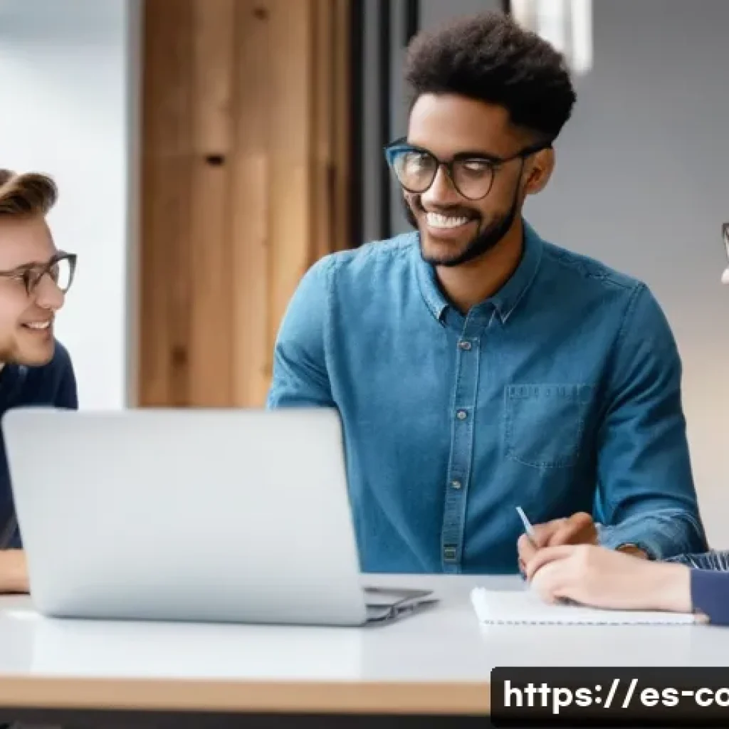 코딩교육지도사와 직업 교육 사례 분석 - **Prompt:** A diverse group of young adults, two men and two women, in a brightly lit, modern co-wor...